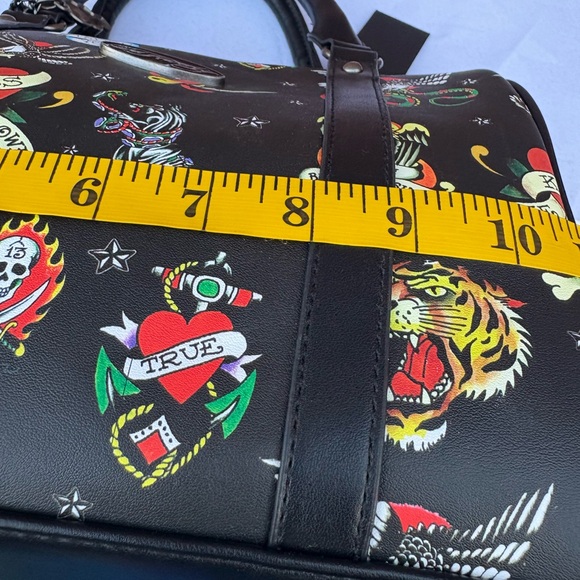 Ed Hardy Black Multicolor Tattoo Satchel with Bag Charm - Picture 9 of 9